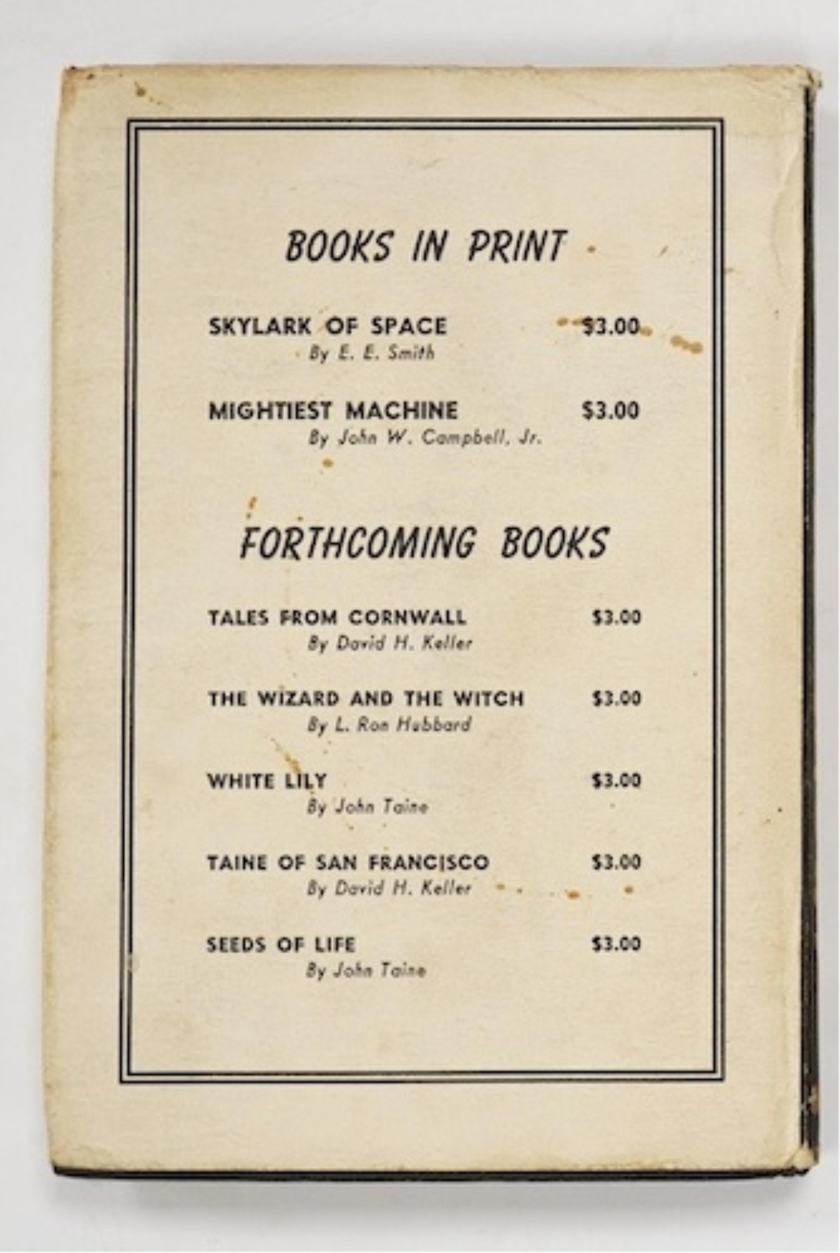 Hubbard, L. Ron - Final Blackout, 1st edition, 8vo, original pebbled black cloth, in unclipped d/j, Hadley Publishing Co., Rhode Island, 1940.